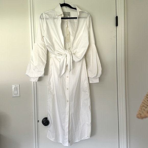 Johanna Ortiz Dresses & Skirts - Johanna Ortiz White Button-Front Midi Dress with Tie Waist